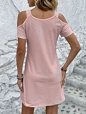 preiswerte Einfaches Kleid-Damen Mini Kleid Sommerkleid Einfarbig Slip Kleid Lässig Täglich Reguläre Passform Grafik Kurzarm Träger Schwarz Weiß Pink Navy Blau Sommer
