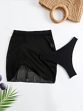 abordables Jupe portefeuille-Maillots de Bain Femme Robe de Bain Maillot de Bain Découpé Vacances Plage Couleur Unie Sans Manches Maillots de Bain