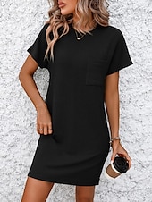 cheap Plain Dress-Women&#039;s Mini Dress T Shirt Dress Tee Dress Solid Color Summer Dress Casual Daily Regular Fit Graphic Short Sleeve Crew Neck Black Pink Blue Green Summer