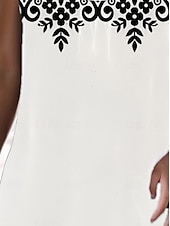 abordables Vestidos Florales Impresos-Mujer Vestido Midi Vestido de Tanque Moda Clásico Exterior Diario Fin de semana Ajuste regular Graphic Letra Sin Mangas Cuello Barco En blanco y negro Verano Primavera Otoño