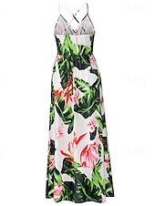 preiswerte Druck Blumen Kleider-Damen Midikleid Sommerkleid Unterkleid Boho-Kleid Mode Modern Täglich Strand Wochenende Normale Passform Blumen Ärmellos V Ausschnitt wasserblau Schwarz Rosa Orange Sommer