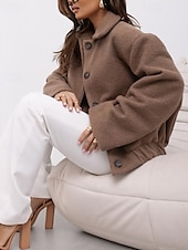 billige Kåper og trenchcoats-Dame Frakk Blazer Hold Varm Bekvem Knapper Elegant Mote Utendørs عادي Ut på byen Fritid / hverdag Helg Enkeltkneppet Normal Knaphul Normal Langermet Yttertøy Svart Aprikos kaffe Vår Høst
