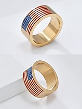 economico Gioielli da uomo-Anello da uomo in acciaio inossidabile con bandiera americana – gioiello patriottico per il giorno dell&#039;indipendenza, dichiarazione di moda a fascia larga per veterani, sostenitori militari ed eventi dell&#039;orgoglio degli Stati Uniti