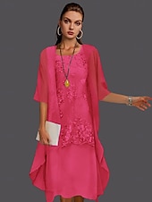 abordables Avec veste-Robe de mère de la mariée à deux pièces pour mariage à la plage invitée de mariage élégant col en V longueur thé chiffon dentelle sans manches vestes avec appliqués 2025 taille personnalisée gratuite