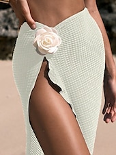 billiga Bikiniset i 3 delar-Dam Badkläder Bikini Tre delar Baddräkt Öppen rygg Tropisk Standkläder Slät U-hals Ärmlös Baddräkter