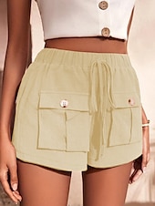 economico Pantaloni in lino e cotone semplici-Per donna Pantaloncini cargo Shorts Moda Atletico Corto Misura del girovita medio Semplice Tasca Elastico in vita Traspirante Confortevole Micro-elastico Sport &amp; Outdoor Abbigliamento quotidiano