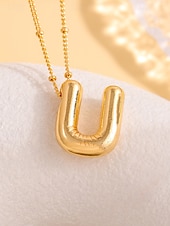 abordables Collier pour femme-Collier pendentif lettre bulle plaqué or – bijou personnalisé avec initiales de 26 lettres de l&#039;alphabet pour femmes et filles – style minimaliste tendance pour anniversaire, remise de diplôme ou usage quotidien