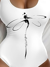 رخيصةأون مايوه قطعة واحدة-بي swimsuits نسائية قطعة واحدة ملابس السباحة مونوكيني بدون ظهر تحكم في البطن خصر مرتفع نحيف عطلة ملابس الشاطئ رسومي حيواني بياقة على شكل U بدون أكمام