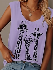 economico Canotta Animali-Per donna Canotta a canotta Grafico Animale Graffiti Quotidiano Casual Senza Maniche Girocollo Scollo Tondo Top Regolari Quotidiano Stampato Nero Bianco Rosa Blu Viola Estate