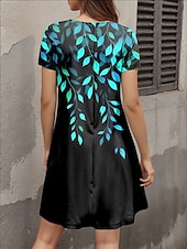 ieftine rochie florală-Pentru femei Rochie Mini Rochii Tricou Rochie A line Rochie de vară Casual Zilnic Fit regulat Floral Grafic Manșon scurt Crewneck Albastru piscină Mov Trifoi Vară Primăvară