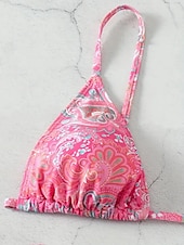 preiswerte Bikini-Sets-Damen Badeanzug Bikini Bademode Tiefes V Gestrickt Raffhalter Urlaub Stilvoll Paisley-Muster Neckholder Ärmellos Badeanzüge