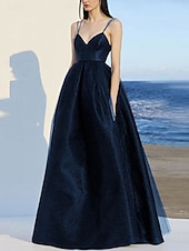 levne Plesové šaty-A-line quinceanera šaty elegantní šaty svatba svatební hosté dlouhé do podlahy bez rukávu výstřih do V polyesterový s plisováním