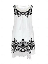 abordables Vestidos Florales Impresos-Mujer Vestido Midi Vestido de Tanque Moda Clásico Exterior Diario Fin de semana Ajuste regular Graphic Letra Sin Mangas Cuello Barco En blanco y negro Verano Primavera Otoño