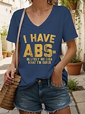 abordables T-shirt Humor &amp; Citations-Femmes T-shirt Graphique Lettre ancien Élégant Classique Manche Courte Col en V Hauts Réguliers Quotidien Sortir Week-end Imprimé Noir Bleu Vert Gris Été Printemps