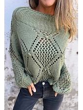 preiswerte Damen Einfache Oberteile-Damen Bluse Einfach Basic Modern Lässig Langarm Rollkragen Normale Oberteile Täglich Ausgehen Ausschnitt Schwarz Weiß Grün Khaki Grau Sommer