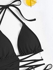 billiga Bikiniset-Kvinnors baddräkter bikini kjol baddräkt rygglös smal frans semester strandkläder enhetlig färg halterneck långärmad baddräkt