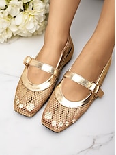 olcso Női lapos sarkú cipők-női aranyhálós mary jane flats – elegáns alacsony sarkú randevús cipő csatos pánttal hétköznapi kirándulásokhoz és mindennapi viselethez