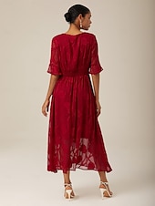 cheap Cocktail Dress-Women&#039;s Maxi Dress Cocktail Dress Wedding Guest Dress Semi Formal Dress A Line Dress Elegant Work Birthday Flutter Sleeve Wedding Guest Cocktail Party Formal Evening Regular Fit Solid Color Plain