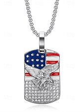 preiswerte Herrenschmuck-Herren-Halskette mit Adleranhänger und amerikanischer Flagge – patriotischer Schmuck aus goldenem Edelstahl mit Strasssteinen für den Unabhängigkeitstag, Veteranen und die Anerkennung des Militärs