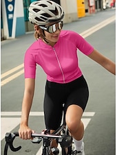 abordables Maillots pour femmes-Femmes Maillot de cyclisme Couleur Unie Graphique Manche Courte Cyclisme Maillot Top avec 3 poches arrière Écran solaire Résistant aux UV Séchage Rapide Bandes réfléchissantes Des sports Vert forêt