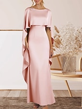 abordables Robes de Soirée-Sirène / Trompette Robe de Soirée Élégant Robe Formel Soirée Longueur au sol Sans manches Col ras du cou Crêpe Extensible avec Volants 2025