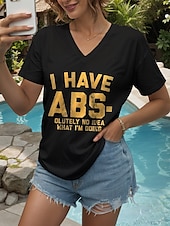 abordables T-shirt Humor &amp; Citations-Femmes T-shirt Graphique Lettre ancien Élégant Classique Manche Courte Col en V Hauts Réguliers Quotidien Sortir Week-end Imprimé Noir Bleu Vert Gris Été Printemps