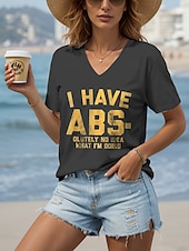 abordables T-shirt Humor &amp; Citations-Femmes T-shirt Graphique Lettre ancien Élégant Classique Manche Courte Col en V Hauts Réguliers Quotidien Sortir Week-end Imprimé Noir Bleu Vert Gris Été Printemps