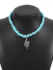 billiga Halsband och hängen-1st Halsband For Dam Sten Blå Gata Dagligen Legering Retro Orm Sol