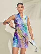 billiga Kvinnors golfkläder-Dam golfklänning Blå Ärmlös Golfkläder för damer Kläder Outfits Bär kläder