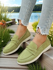 abordables Chaussures sans lacet et mocassins femme-Mocassins en simili-daim pour femme – style classique et polyvalent pour les promenades au bord du lac, les journées décontractées au bureau et les sorties du week-end