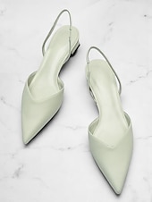 abordables Talons Aiguilles-Escarpins à bride arrière et bout pointu pour femmes – talons bas en similicuir pour des occasions élégantes au bureau et en soirée