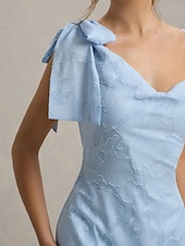 baratos AZUL-Vestido de noite estilo celebridade, sereia/trompete azul, renda floral queimada, comprimento até o chão, sem mangas, decote coração com laço(s), 2025