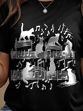 abordables T-shirt Animaux-Femmes T-shirt Graphique Animal Chat ancien Élégant Classique Manche Courte Col ras du cou Col rond Hauts Réguliers Quotidien Week-end Imprimé Noir Blanche Rose Claire Bleu Vert Été Printemps