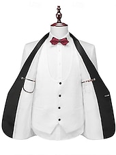 abordables Dîner de fête-Tuxedos de mariage pour hommes Homecoming blanc rose mode formelle couleur unie coupe standard 3 pièces simple boutonnage un bouton