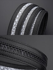 cheap Men&#039;s Belts-Men&#039;s Genuine Stingray Leather Automatic Buckle Belt – Luxury Textured Strap with Reflective Pattern for Business, Formal and Gift Occasions