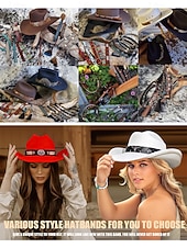billiga Herrhattar-västerländsk hattdekorationsband - kohuvud, läder- och fjäderdekoration för cowboy- och cowgirlstil, perfekt för festivaler, rodeos och utomhusevenemang