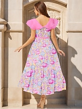 baratos Vestidos de Cocktail-Vestidos de coquetel de renda com contas florais, vestido elegante, semi-formal, comprimento chá, manga curta, decote em V com babados, 2025