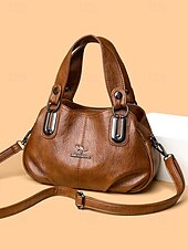 economico Borsette e borse tote-Borsa a tracolla da donna in similpelle con doppi manici – borsa a tracolla casual vintage con tracolla per ufficio, viaggi e uso quotidiano