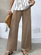 economico Pantaloni-Chinos a Gamba Larga da Donna Pantaloni Baggy Vacanza Basic Casual Lunghezza Intera Vita Alta Semplice Pocket Vita Elastica Comodo Morbido Confortevole Micro-elastico Formale Vacanza Strada Blu
