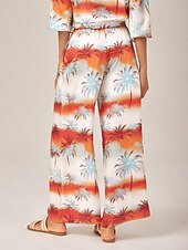 preiswerte Hose-Sommerliche Hose mit weitem Bein und Blumenmuster