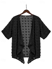 billige Kvinne Enkle Topper-Dame Skjorte Bluse عادي Fritid Kortermet V-hals Vanlige topper Daglig Ut på byen Asymetrisk kant Svart Hvit Brun Sommer