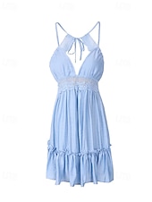 ieftine Rochii Boho-Pentru femei Rochie Mini Rochie de vară Rochie Slip Rochie Boho Rochie occidentală Modă Clasic Modern În aer liber Vacanță Concediu Fit regulat Simplu Fără manșon Bretele Spagheti Negru Alb Roz