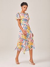 levne Květinové šaty-Dámské Duhová Léto Tričkový Elegantní XS S M