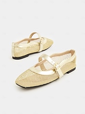 olcso Női lapos sarkú cipők-női aranyhálós mary jane flats – elegáns alacsony sarkú randevús cipő csatos pánttal hétköznapi kirándulásokhoz és mindennapi viselethez