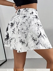 billiga Grafiska kjolar-Kvinnors kort kjol culottes slim mode casual mini hög midja kjolar grafisk tie dye stretchig daglig vit rosa grå sommar stickad polyester