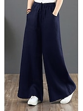 cheap Plain Cotton Linen Pant-Women&#039;s Cotton Linen Shorts Linen-Inspired Pants Cotton Linen Pants Fashion Streetwear Full Length Natural Plain Pocket Elastic Drawstring Design Comfy Comfortable Street Going out Apricot Jacinth