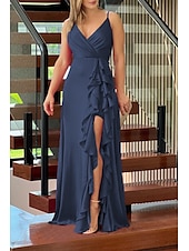preiswerte abendkleider-Damen Langes Kleid Maxikleid Abschlussballkleid Partykleid Cocktailkleid Unterkleid Mode Party Besonderer Anlass Date Normale Passform Einfach Ärmellos Spaghettiträger Grün Dunkelblau Rosenrot Sommer