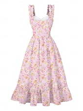 cheap Dresses-Retro Vintage 1950s Dress Swing Dress Floral Women&#039;s Carnival Masquerade Daily Wear Bachelorette Party Adults&#039; Dress Homecoming Dresses