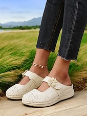 abordables Sabots et mules femme-Mules Mary Jane à fleurs pour femmes – un style mignon et confortable pour les sorties décontractées, le shopping et le quotidien