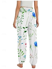 economico Pantaloni-Per donna Pantaloni ispirati al lino Gamba larga Pantaloni Stile Etnico Casual Boho Lunghezza intera Vita Alta Floreale Foglia Tropicale Tasca Elastico in vita Stampa Traspirabilità Morbido